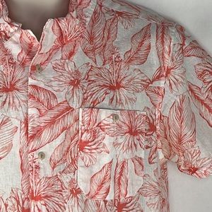 Tenth & Ocean Tropical Print  Hibiscus Linen Look Shirt